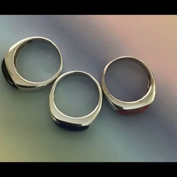 Set of 3 Gemstone Rings set in Sterling Silver - Picture 6 of 10